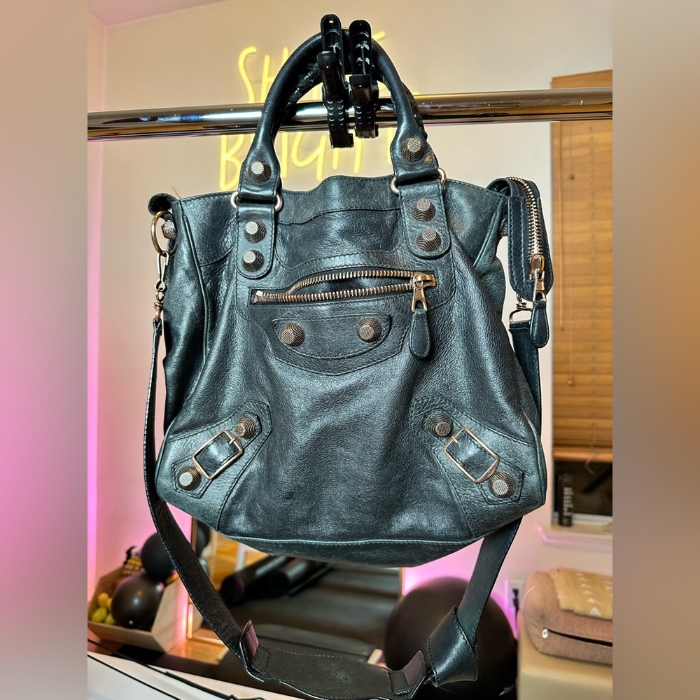 Balenciaga Velo Bag | Black w GIANT Rose Gold Hardware